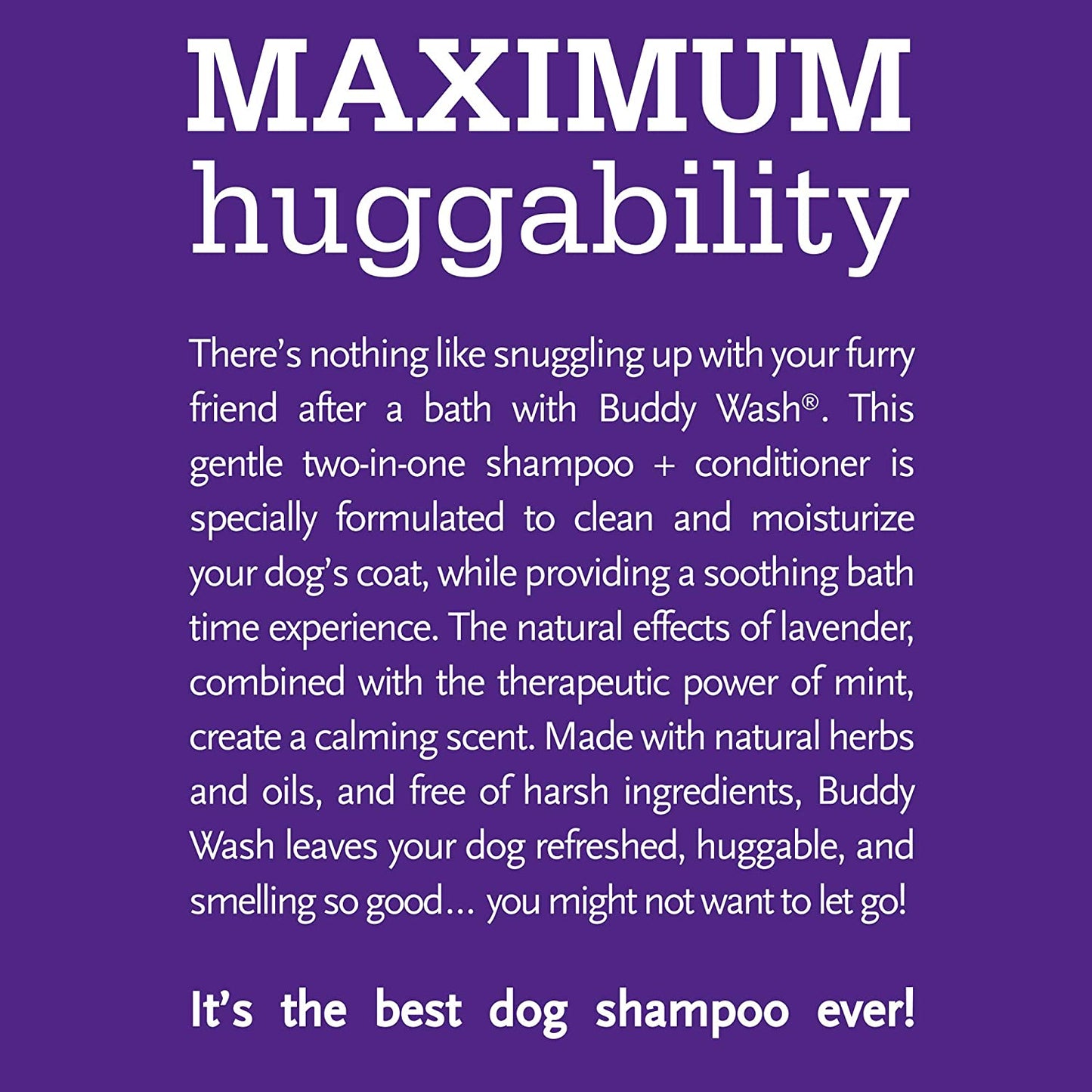 Buddy Wash 2-In-1 Dog Shampoo and Conditioner Lavender & Mint, 1 Gal. Bottle