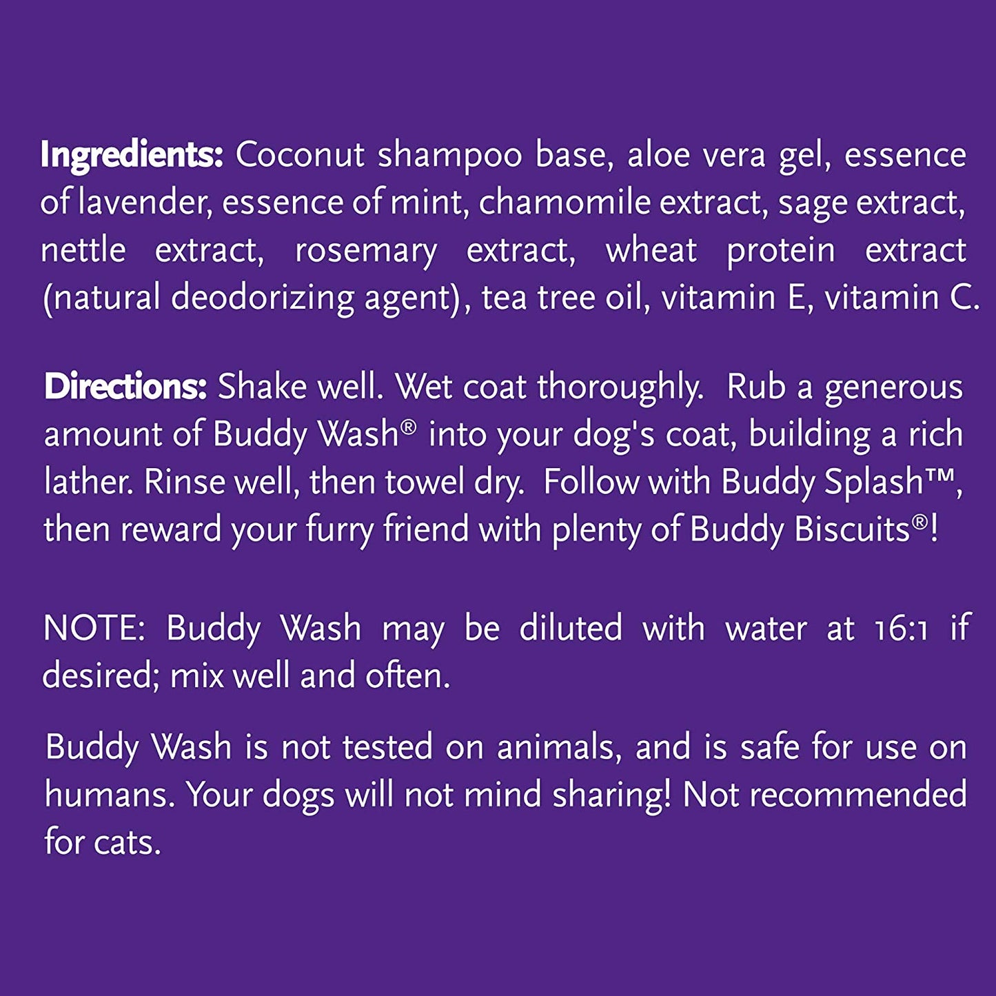 Buddy Wash 2-In-1 Dog Shampoo and Conditioner Lavender & Mint, 1 Gal. Bottle