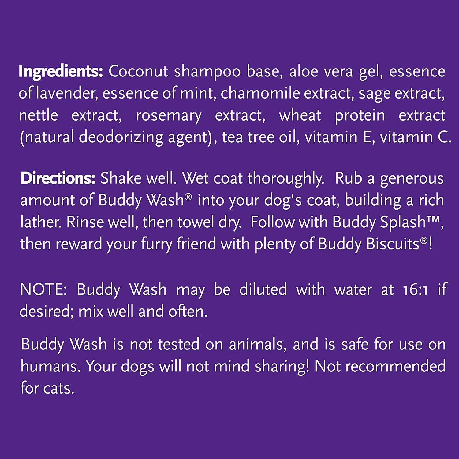 Buddy Wash 2-In-1 Dog Shampoo and Conditioner Lavender & Mint, 1 Gal. Bottle