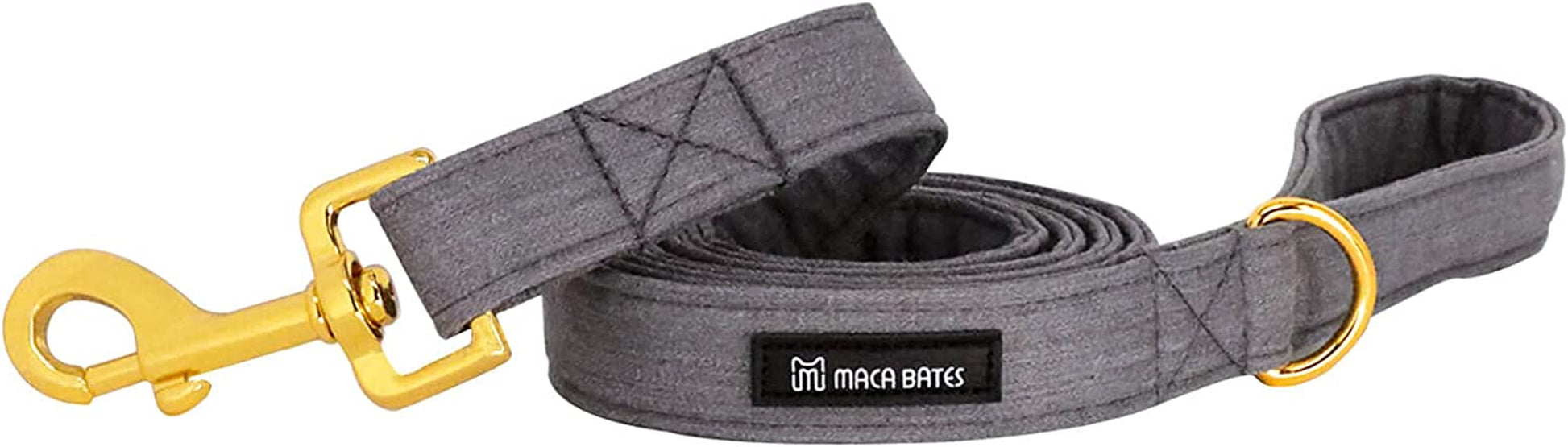 Maca Bates Dog Collar with Bow- Bow for Dog, 12 Solid Colors Sailor Bow Tie Adjustable Collar for Small Medium Large Dog with Golden Metal Buckle (XS, Grey Leash)