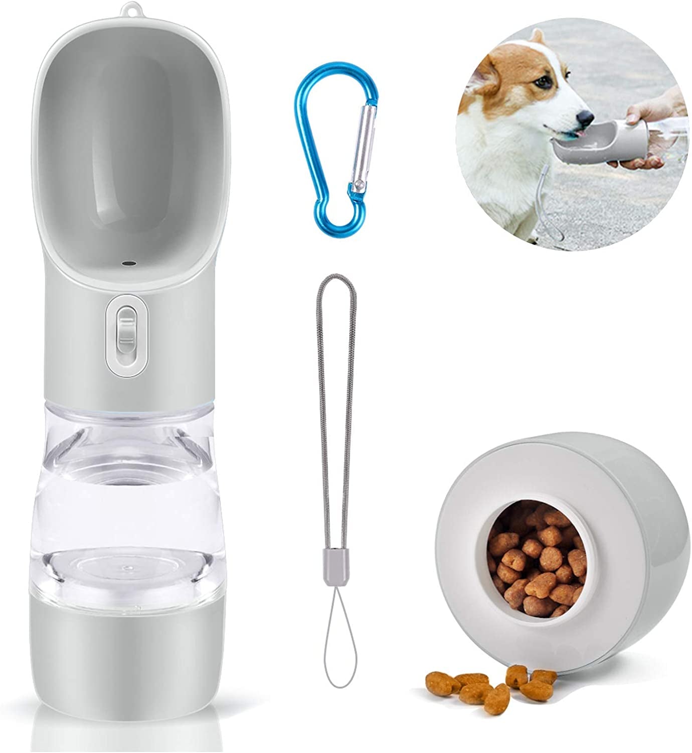 All-in-1 Pet Water Bottle (Silver/258Ml)