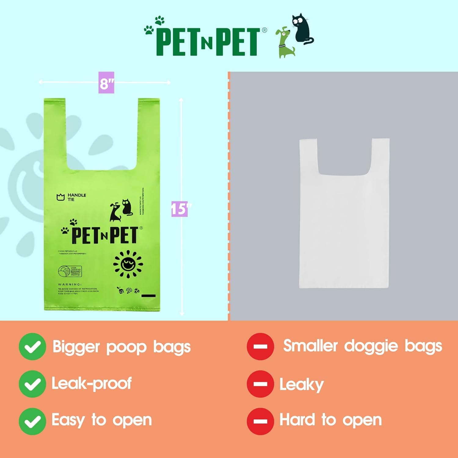 800 Count Unscented Dog Poop Bags with Tie Handles