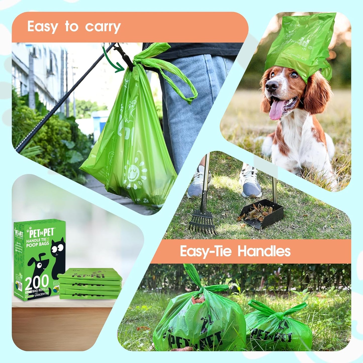 800 Count Unscented Dog Poop Bags with Tie Handles