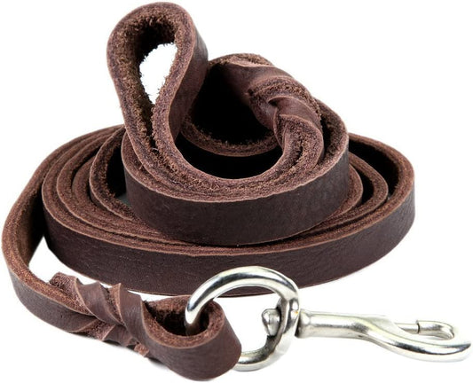 Real Leather Braided Dog Leash 